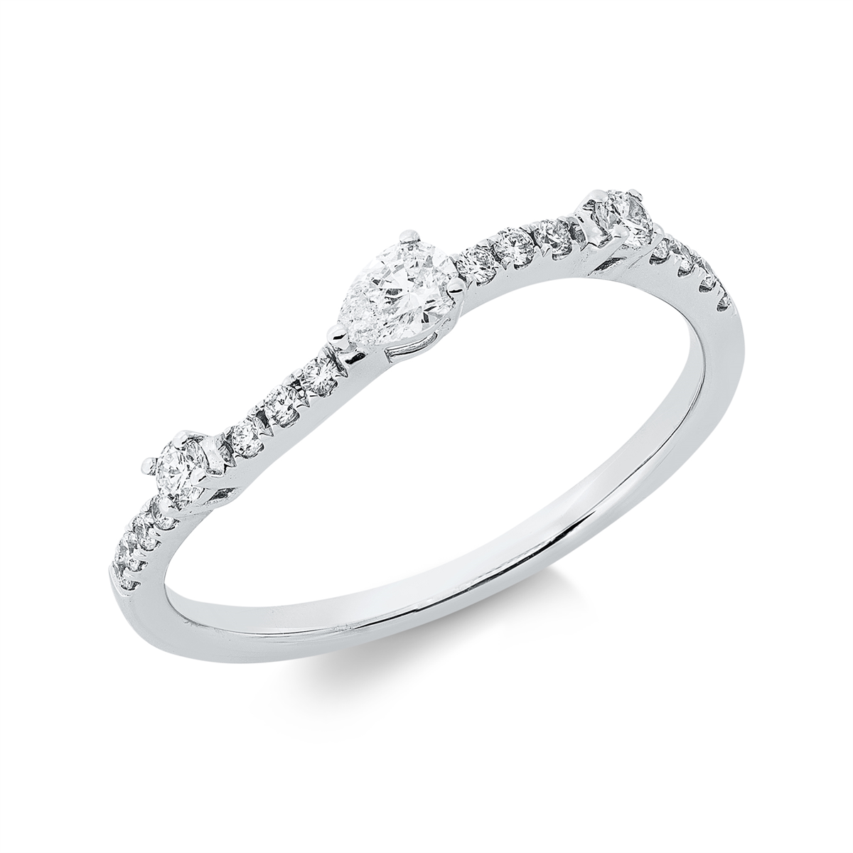 diamond full cut modern woman ring in white gold