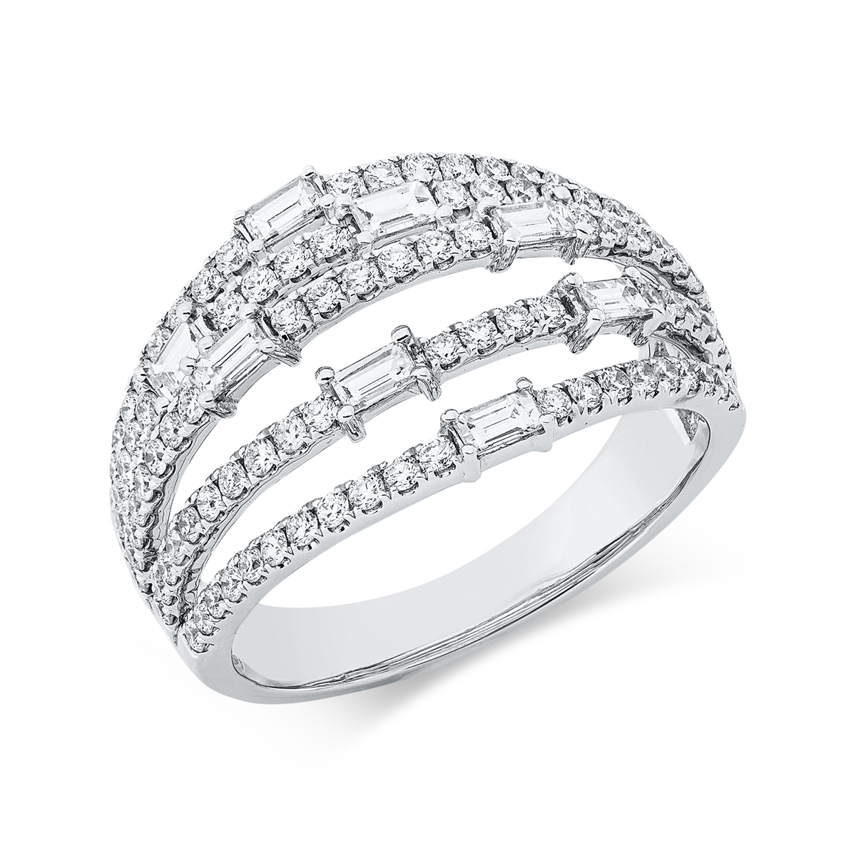 diamond full cut modern woman ring in white gold
