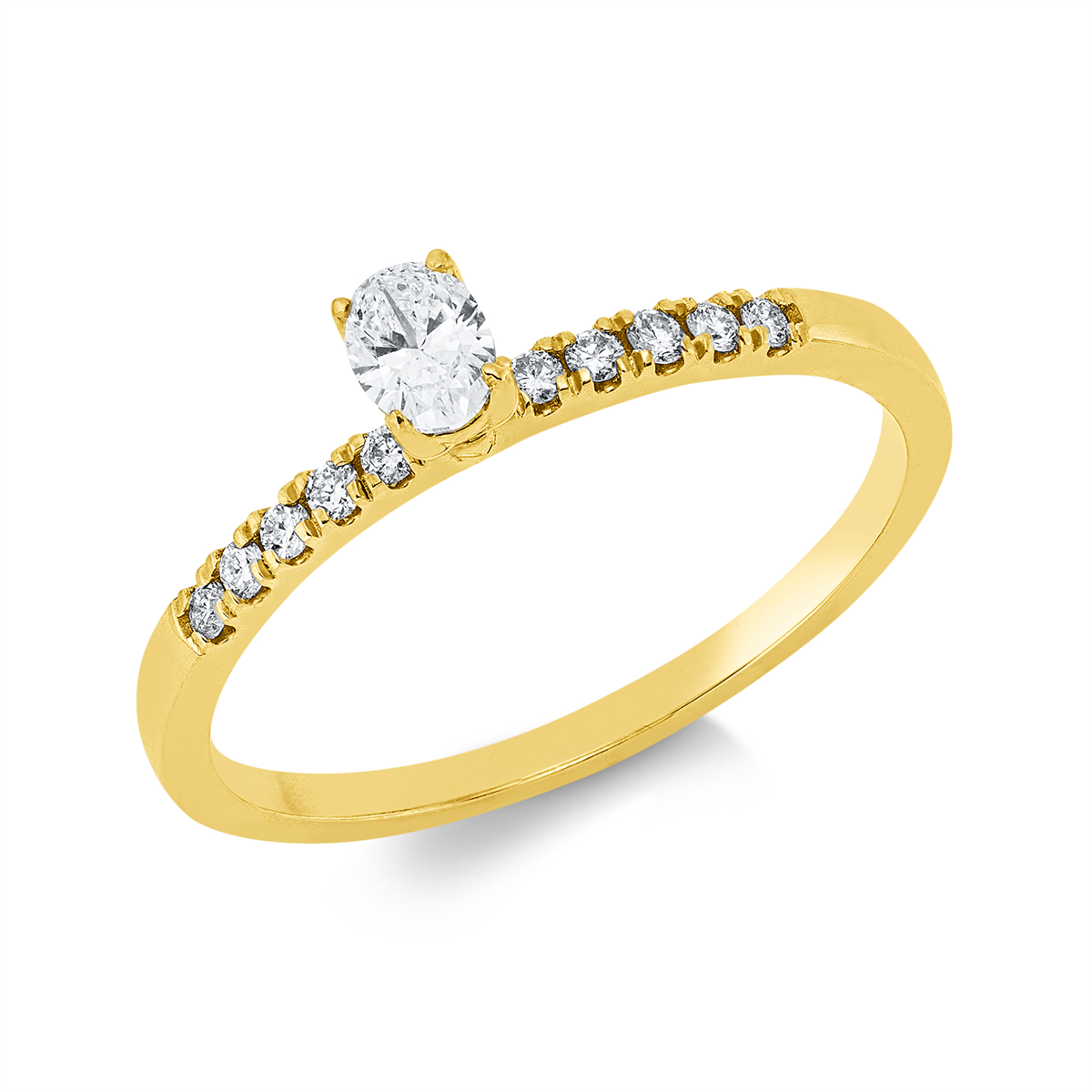 diamond full cut solitaire with accent stones ring in yellow gold