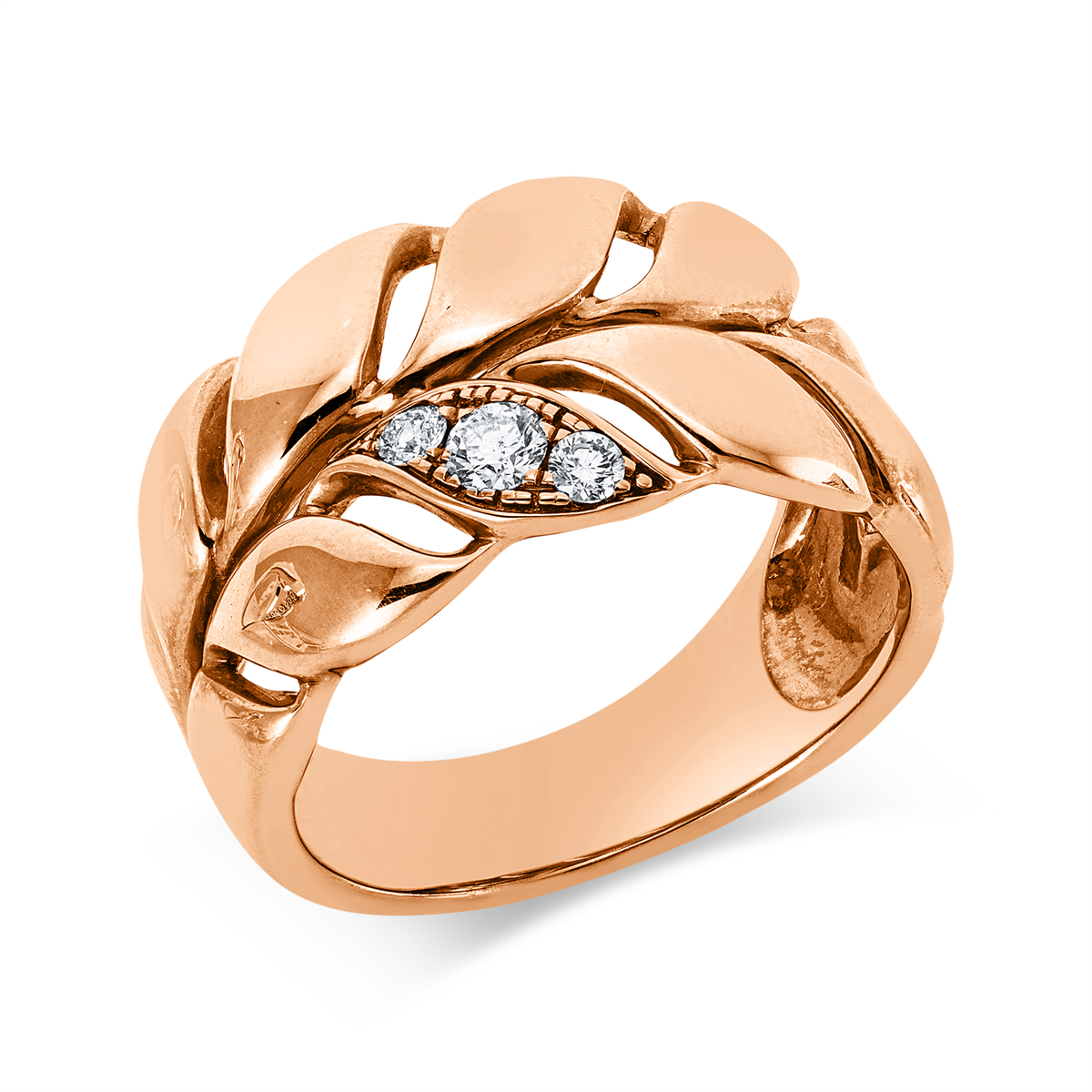 diamond full cut modern woman ring in red gold