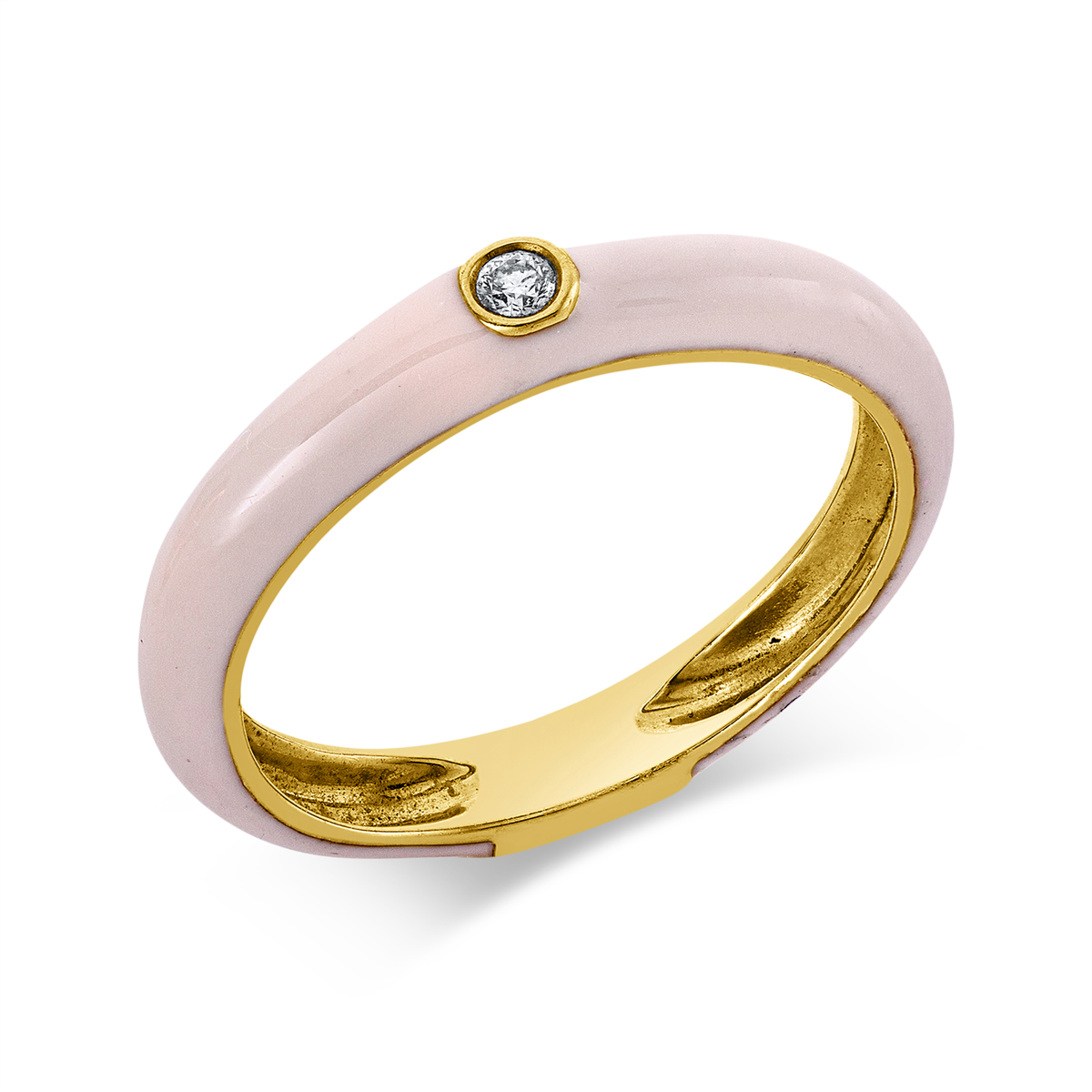 diamond full cut enamel colored stone fashion ring in yellow gold