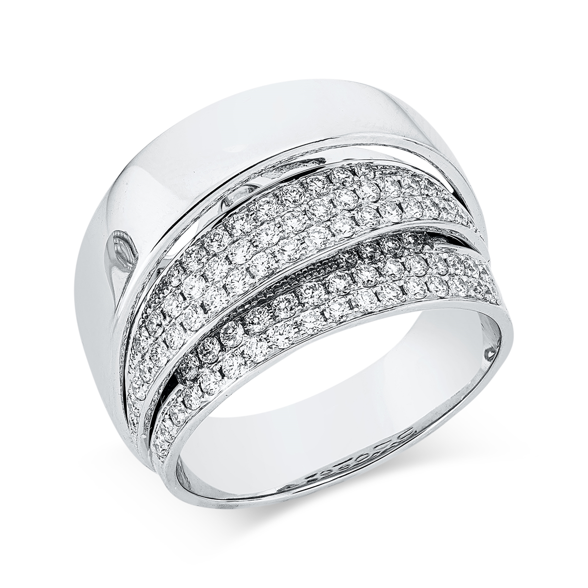 diamond full cut modern woman ring in white gold