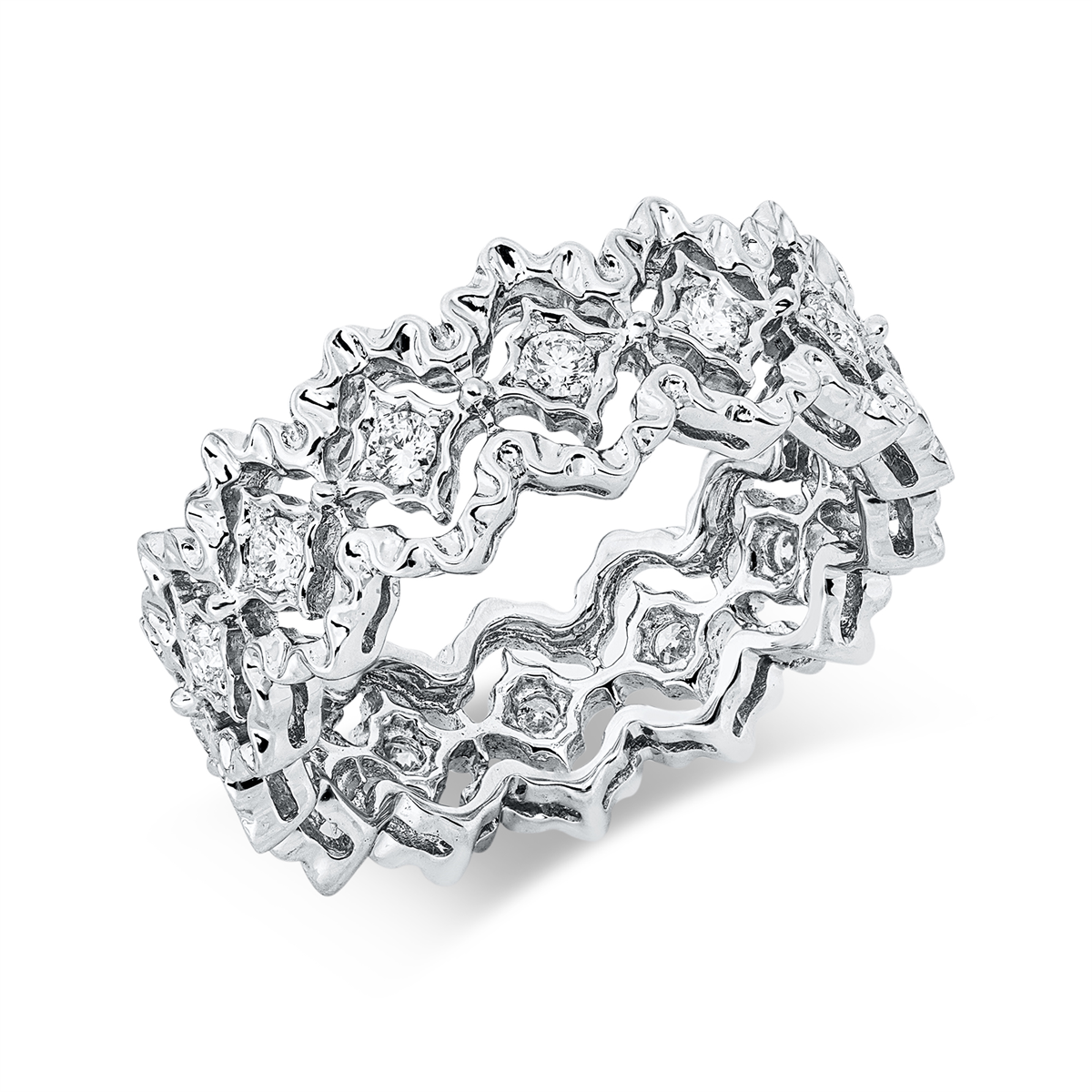 diamond full cut modern woman ring in white gold
