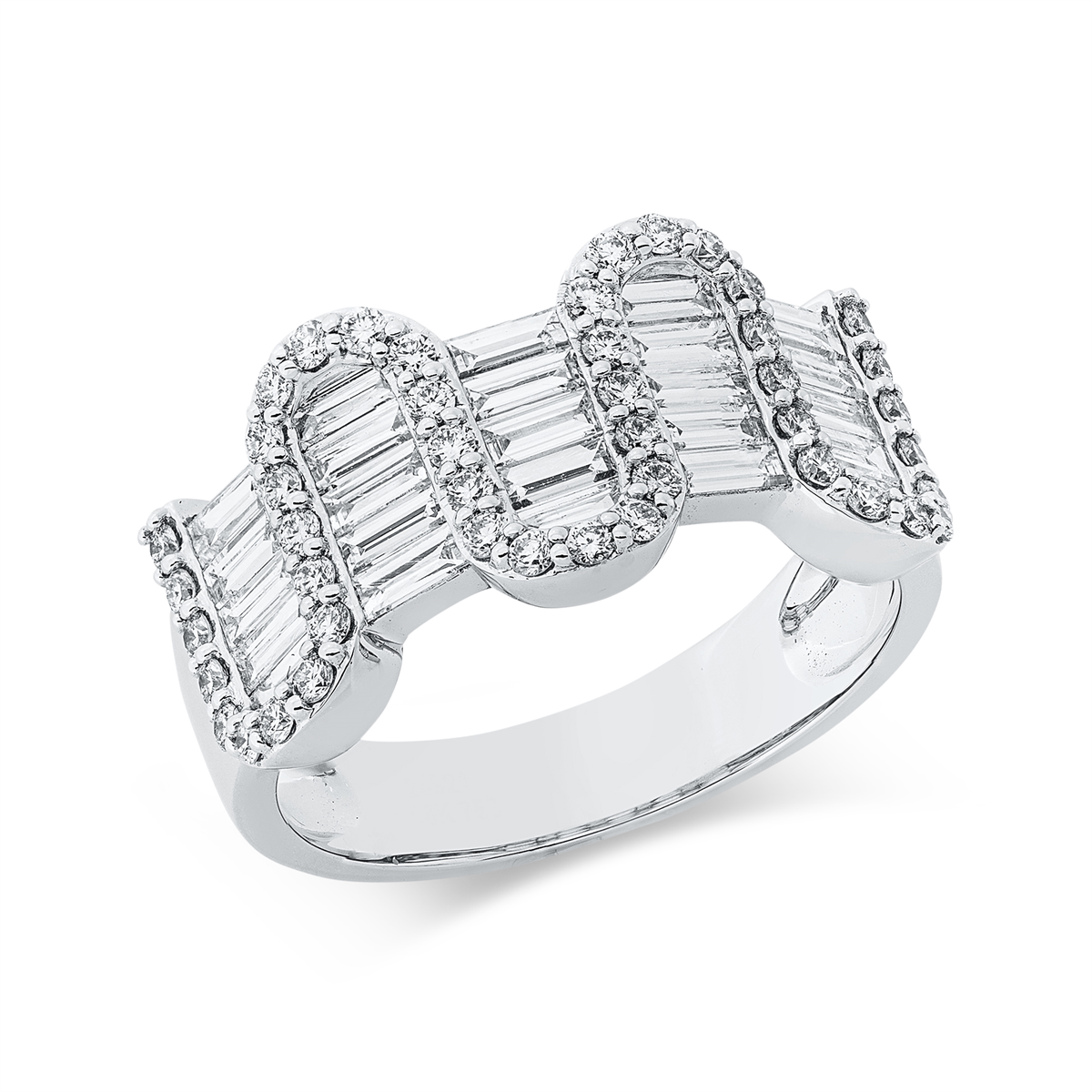 baguette baguette ring in white gold