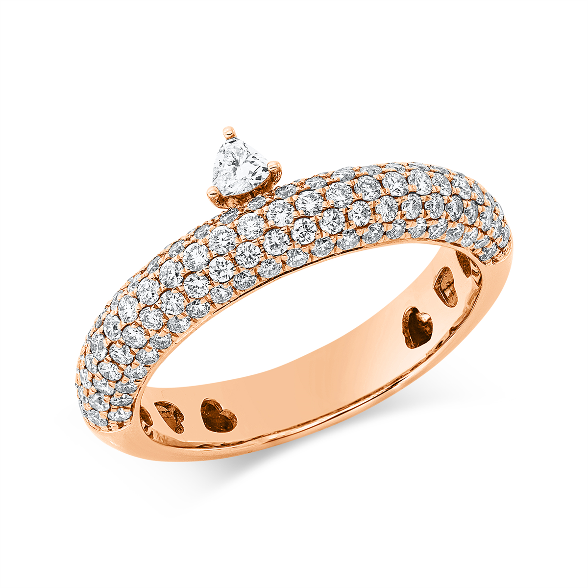 diamond full cut pavé ring in red gold