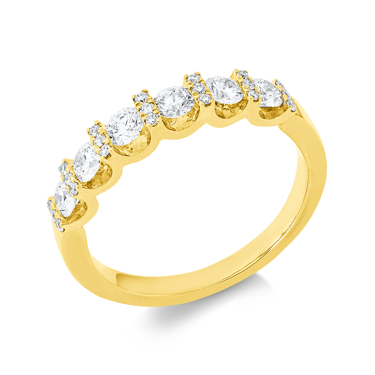 diamond full cut modern woman ring in yellow gold