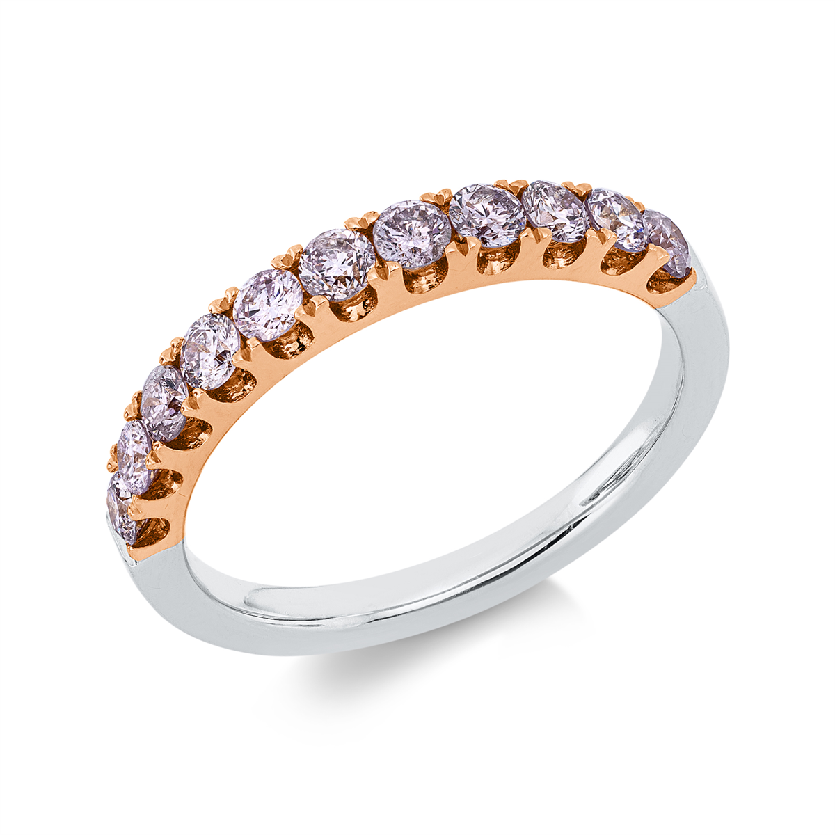 diamond full cut eternity half ring in whitegold / rosegold