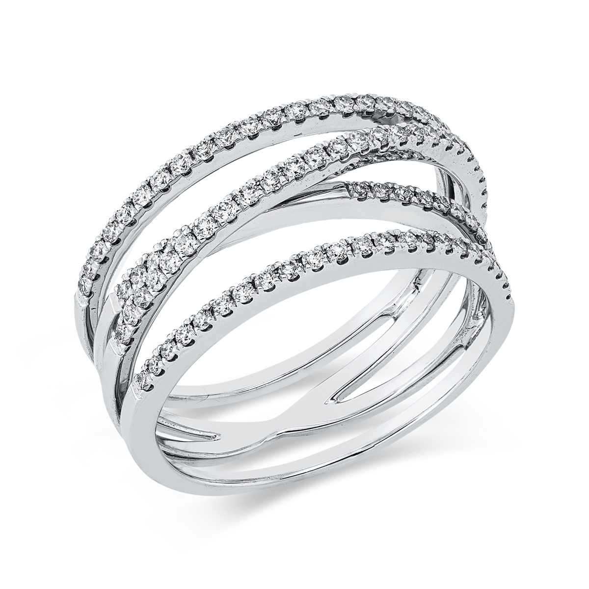 diamond full cut modern woman ring in white gold