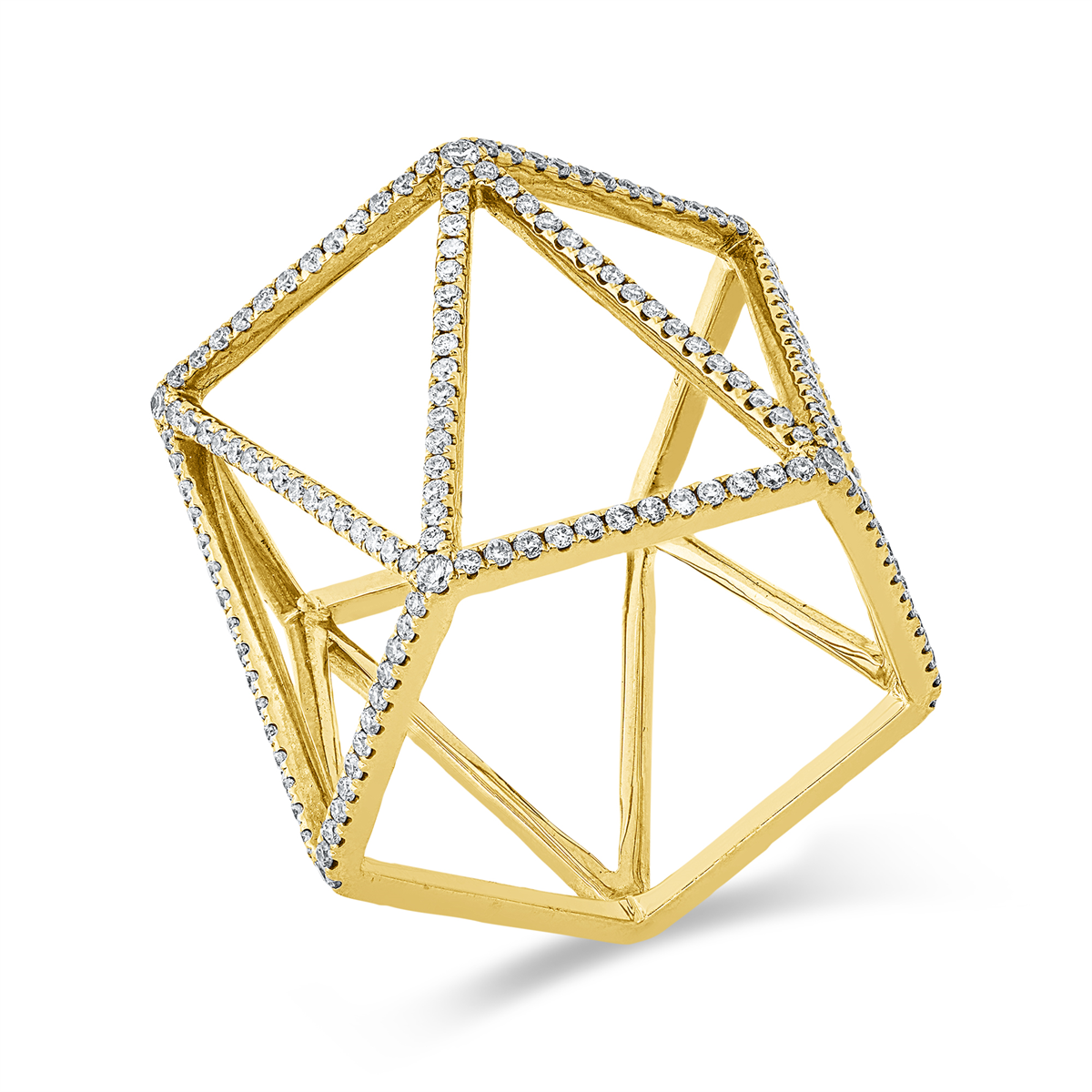 diamond full cut modern woman ring in yellow gold
