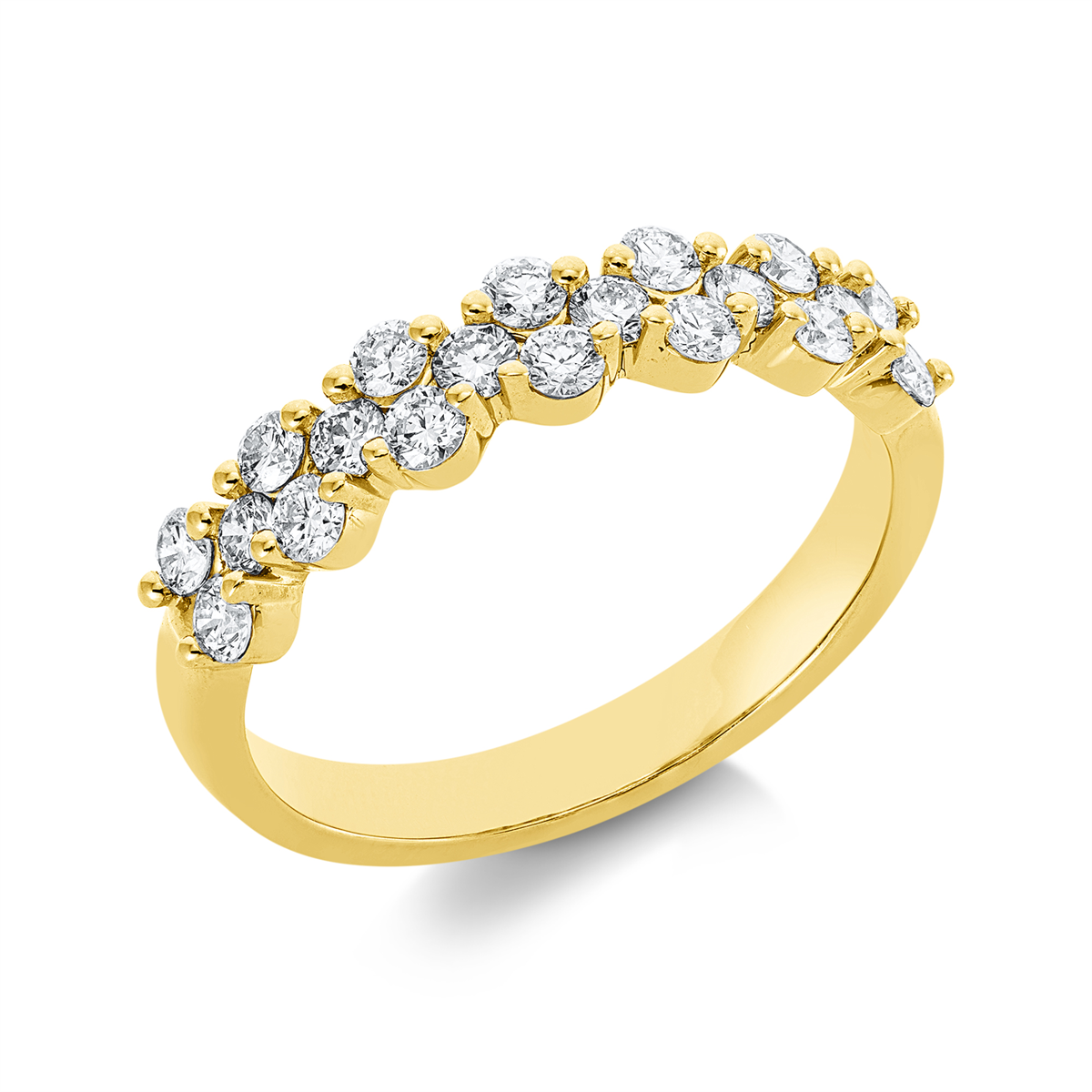 diamond full cut modern woman ring in yellow gold