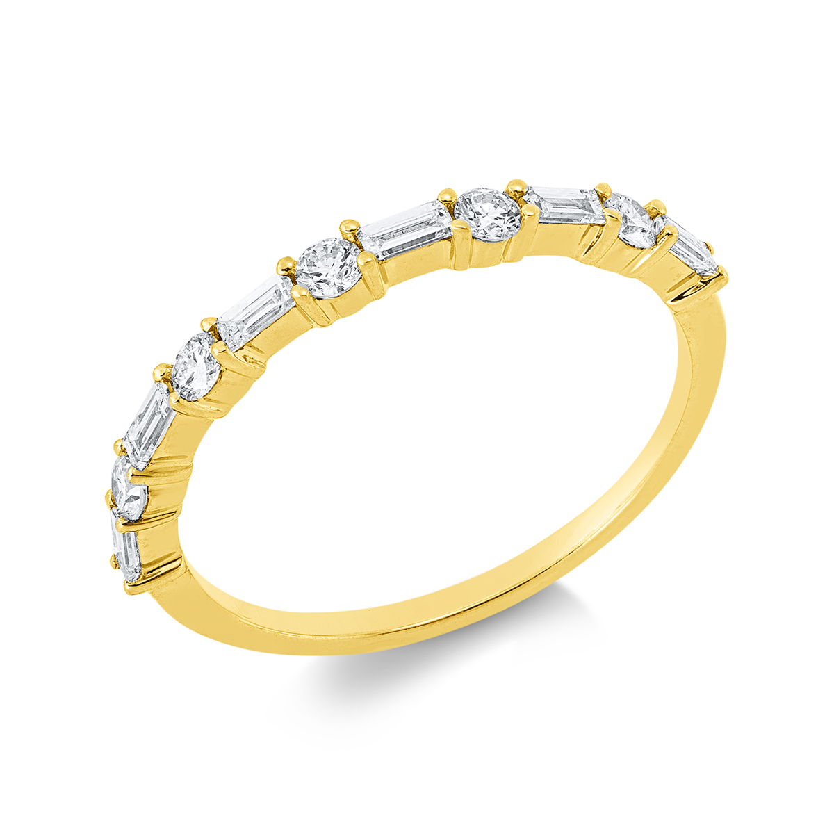 diamond full cut eternity half ring in yellow gold