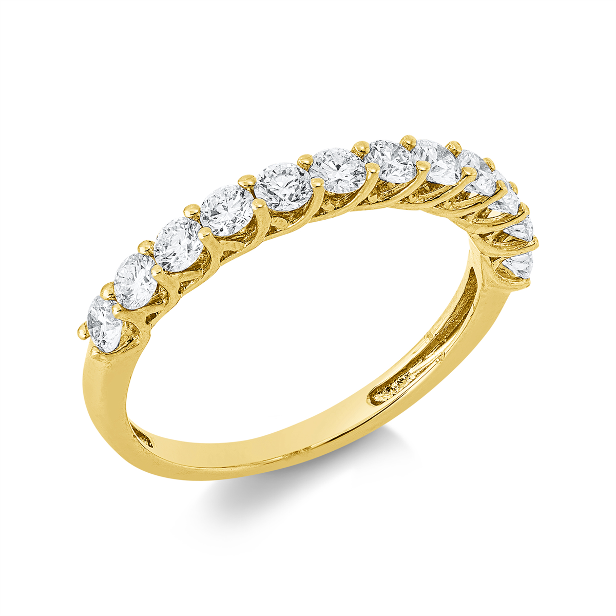 diamond full cut eternity half ring in yellow gold