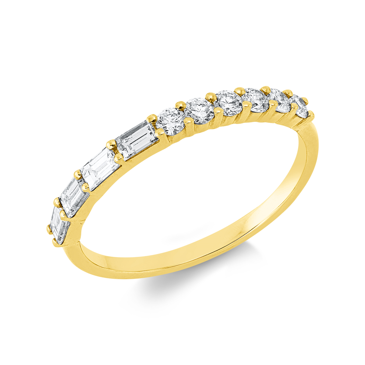 baguette eternity half ring in yellow gold
