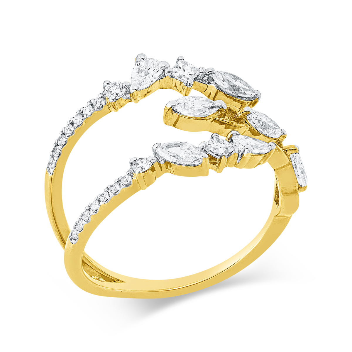 diamond full cut modern woman ring in yellow gold / white gold