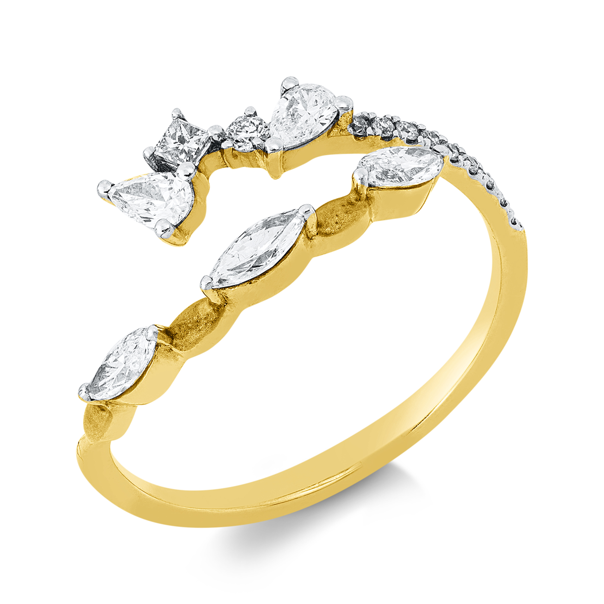 diamond full cut modern woman ring in yellow gold / white gold