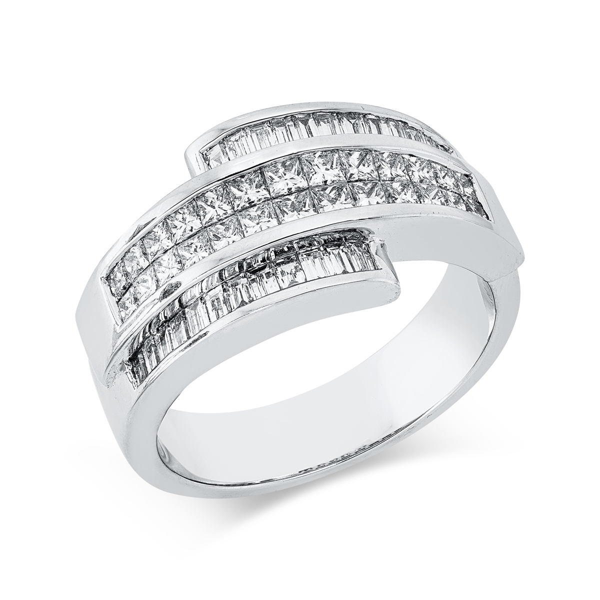 princess baguette ring in white gold