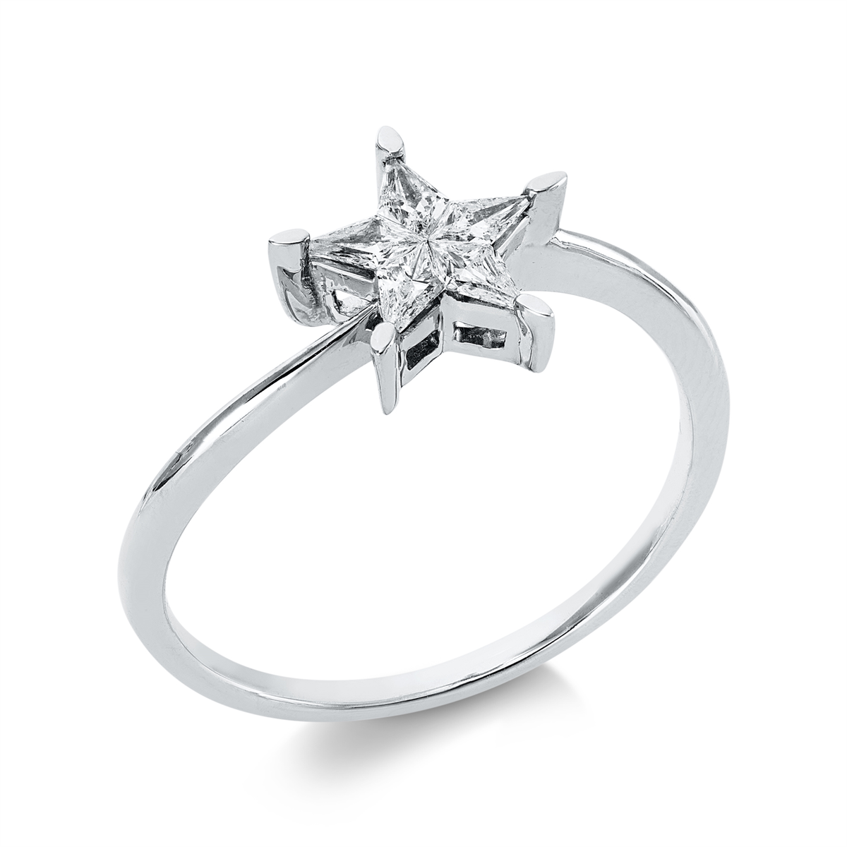 fantasy-cut modern woman ring in white gold