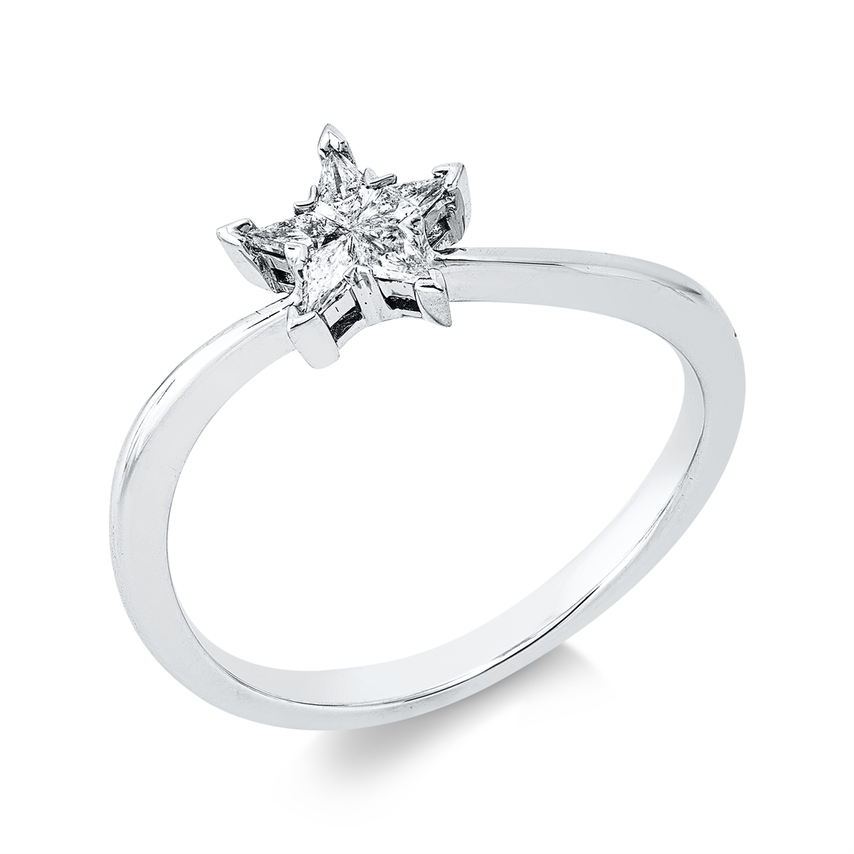 fantasy-cut modern woman ring in white gold