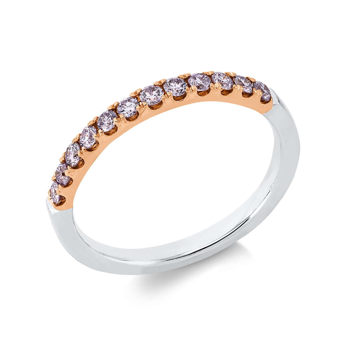 diamond full cut eternity half ring in whitegold / rosegold