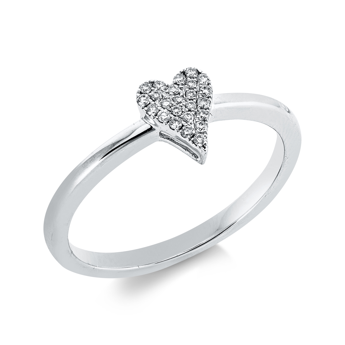 diamond full cut heart ring in white gold