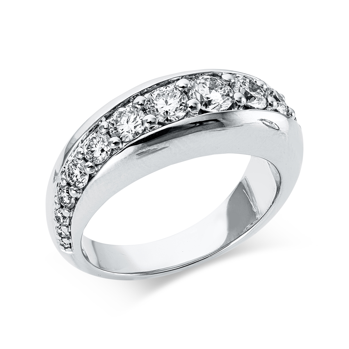 diamond full cut multi-stone ring in white gold