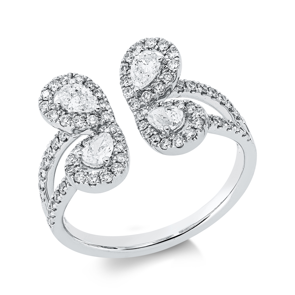diamond full cut modern woman ring in white gold