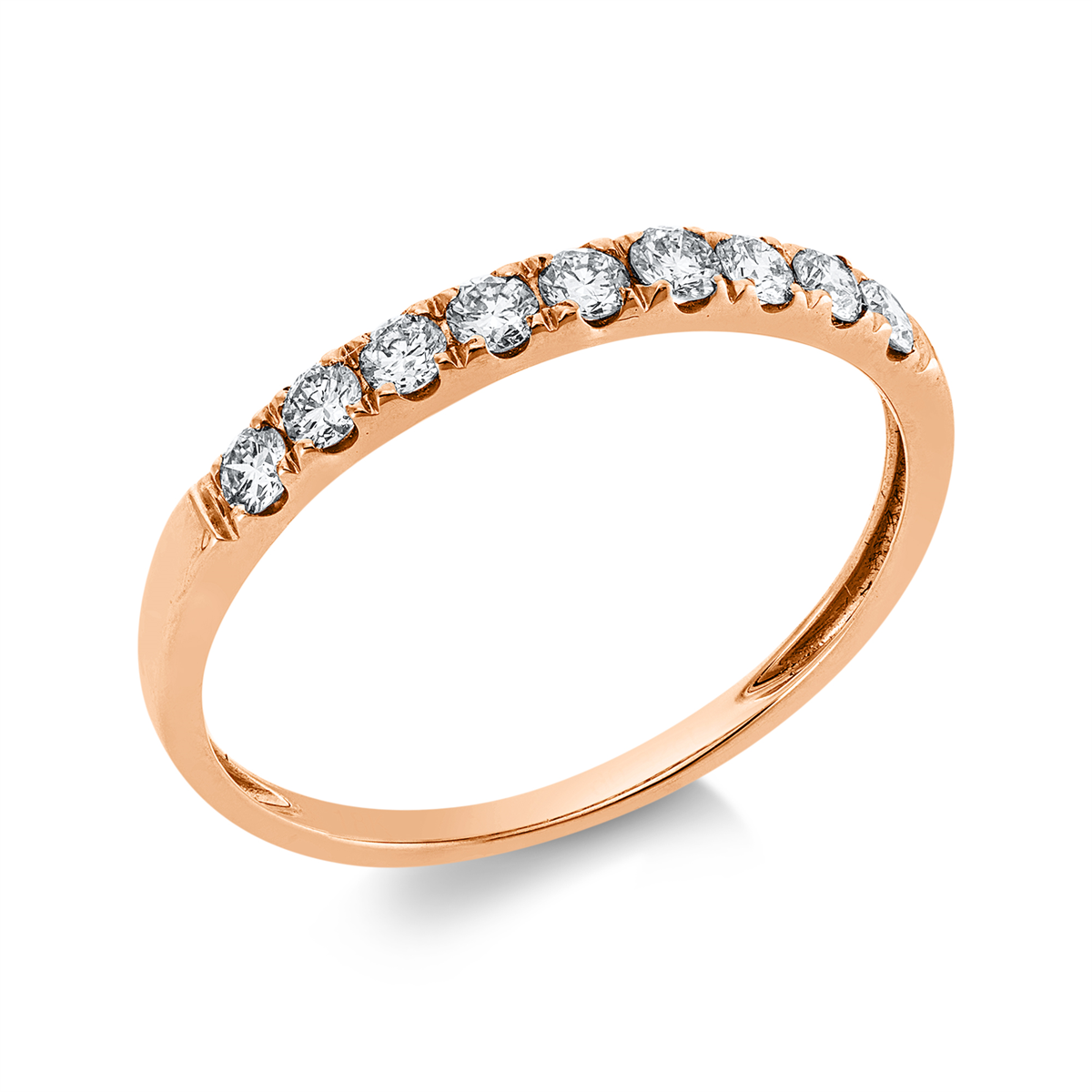 diamond full cut eternity half ring in red gold