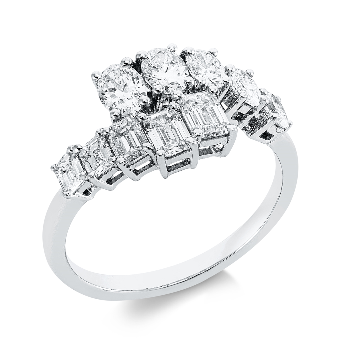 emerald cut exclusive ring in white gold