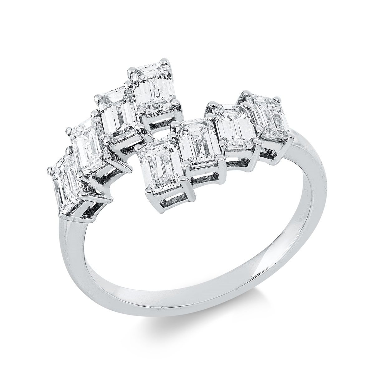 emerald cut exclusive ring in white gold