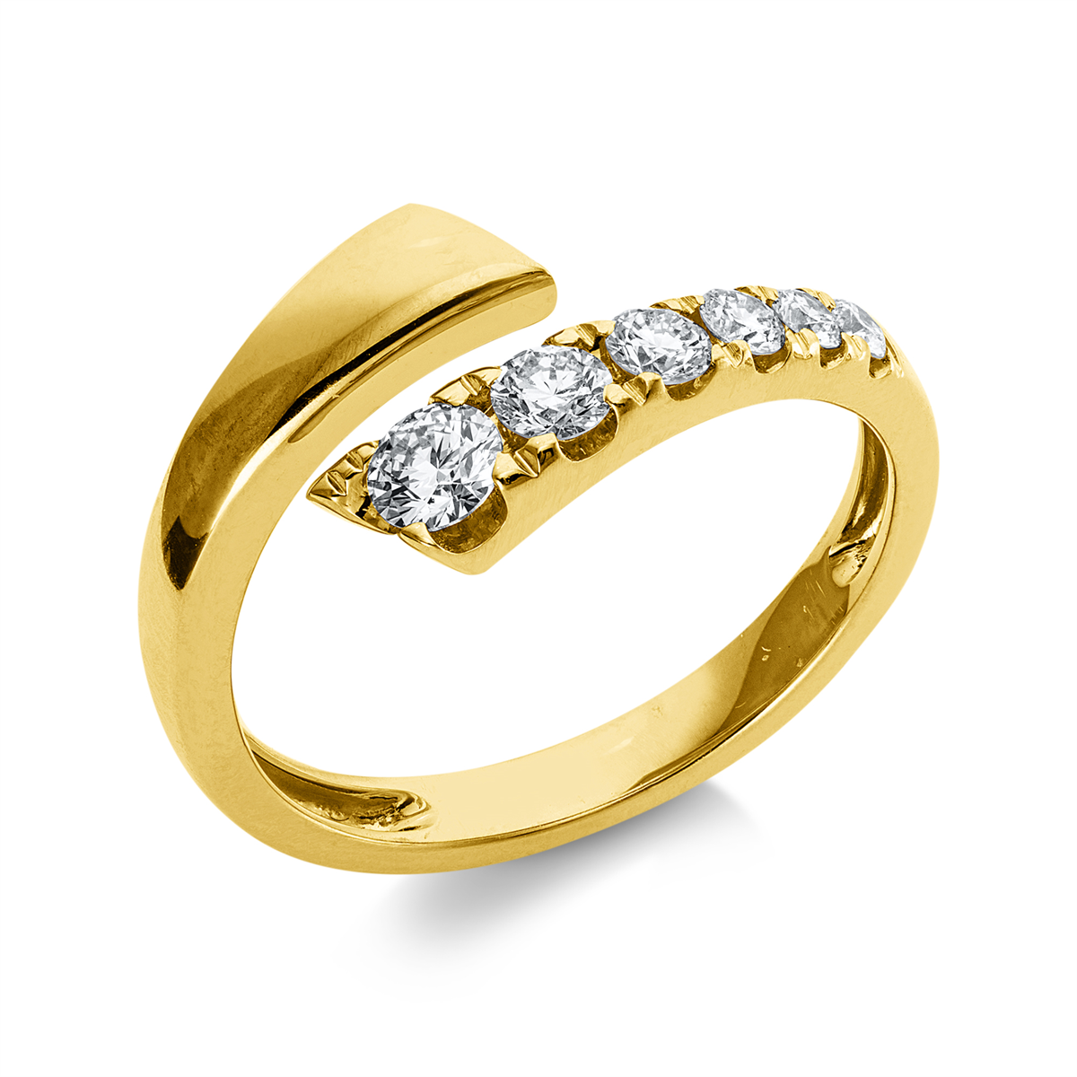 diamond full cut modern woman ring in yellow gold
