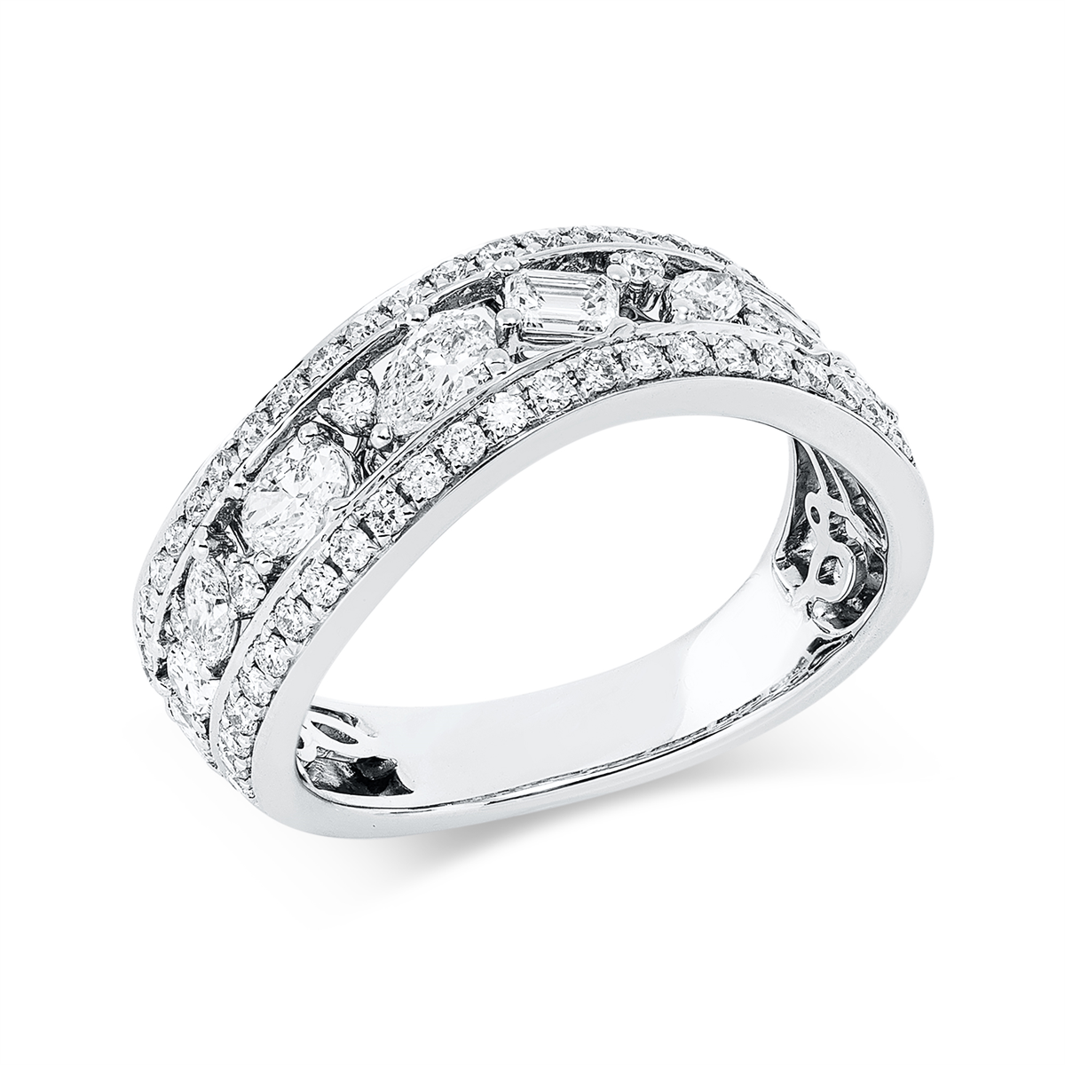 diamond full cut modern woman ring in white gold