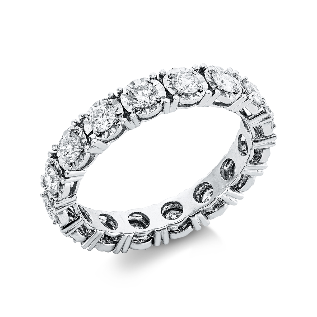 diamond full cut eternity full ring in white gold