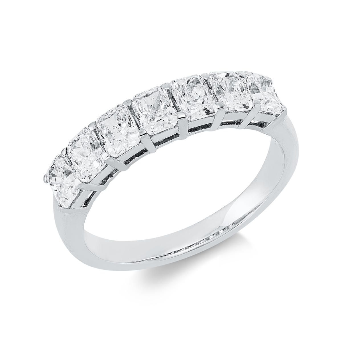 radiant cut multi-stone ring in white gold