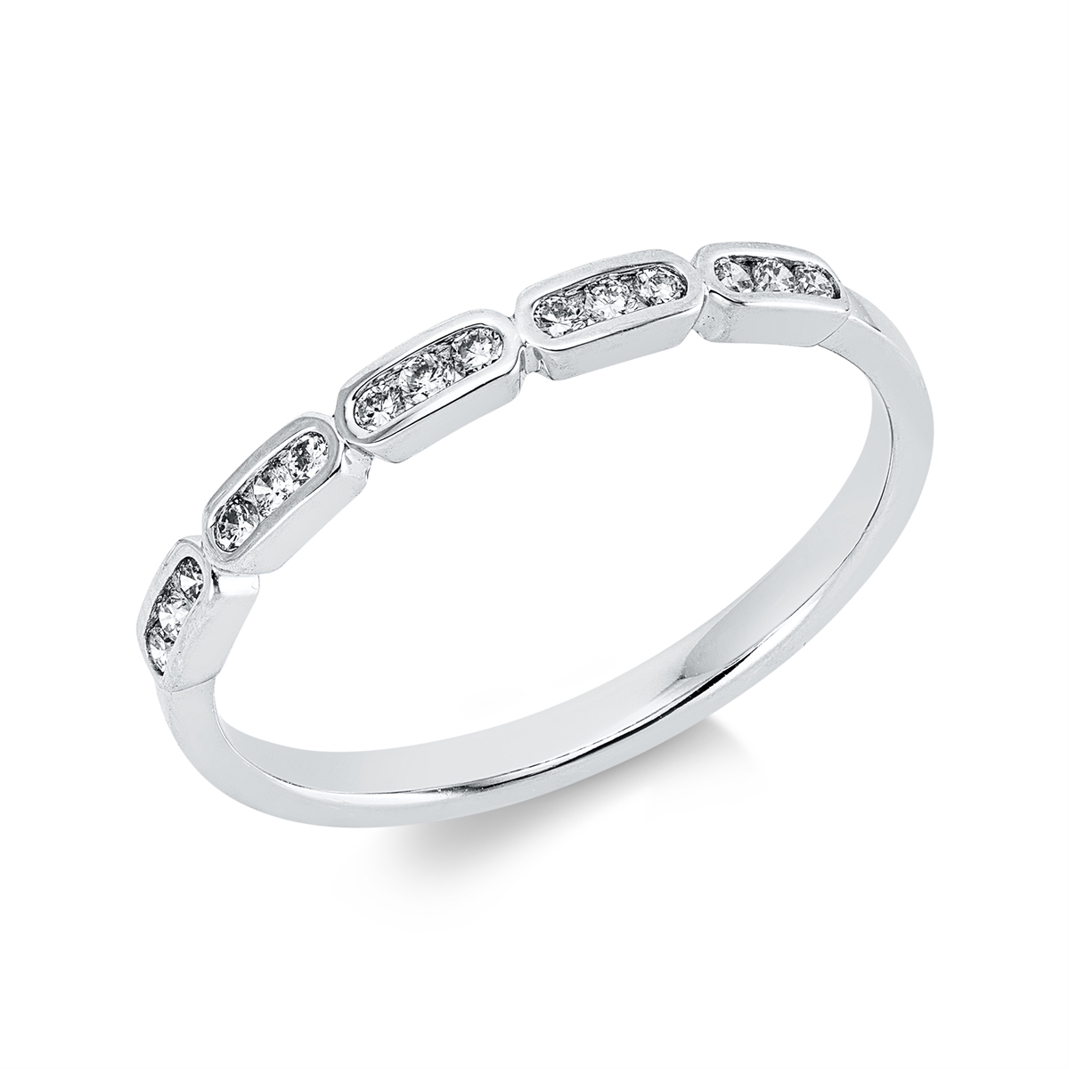 diamond full cut modern woman ring in white gold
