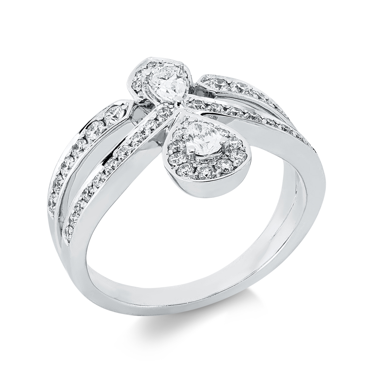 diamond full cut multi-stone ring in white gold
