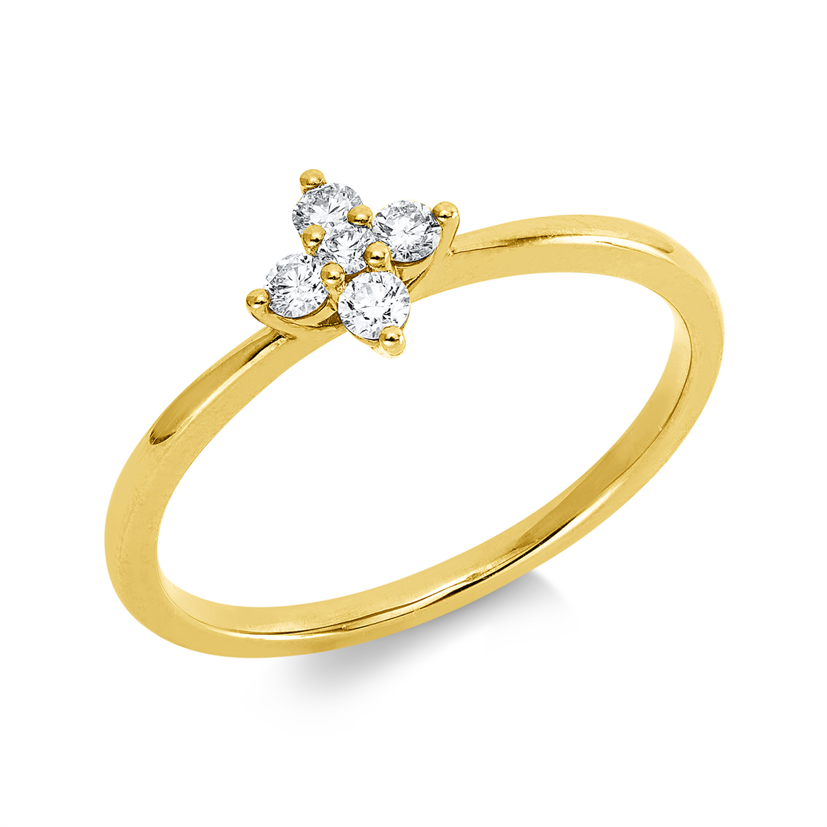 diamond full cut modern woman ring in yellow gold