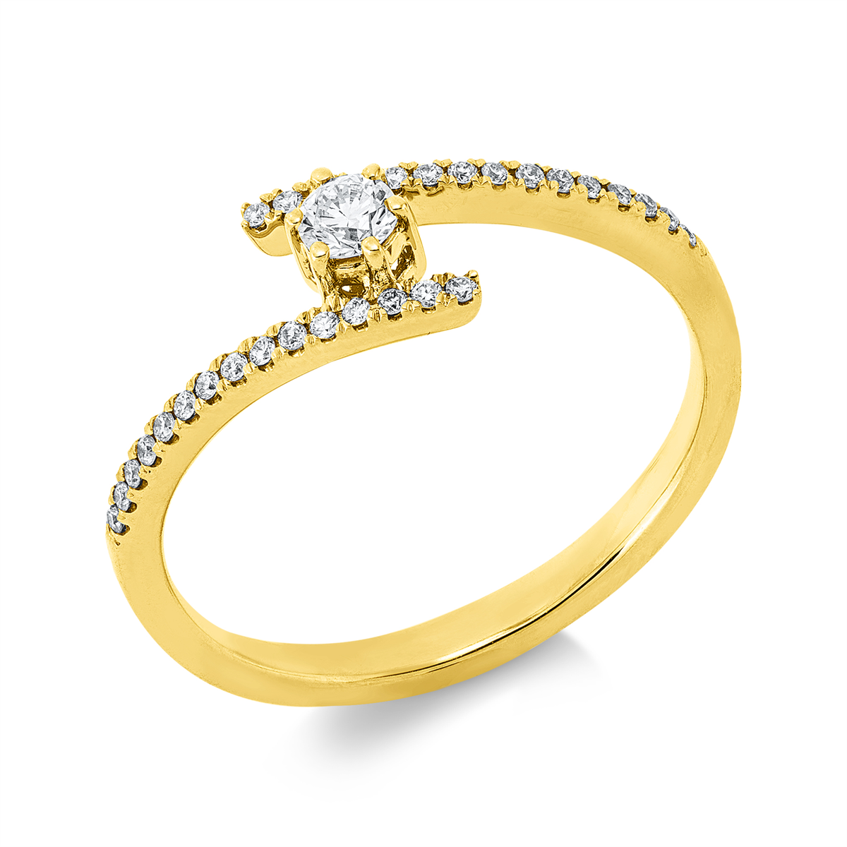 diamond full cut modern woman ring in yellow gold