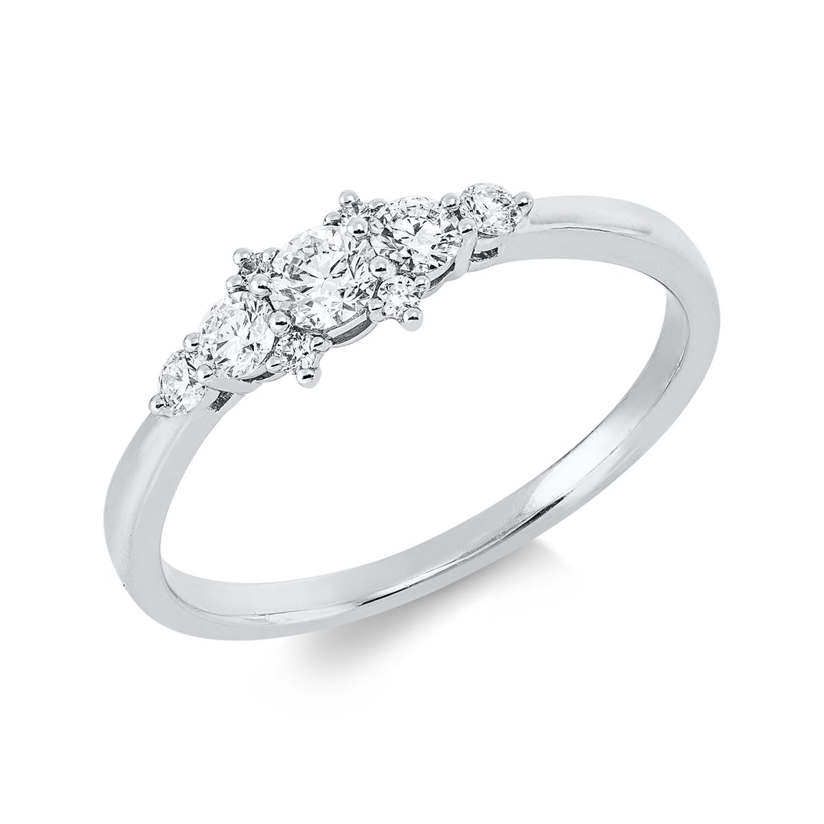 diamond full cut modern woman ring in white gold