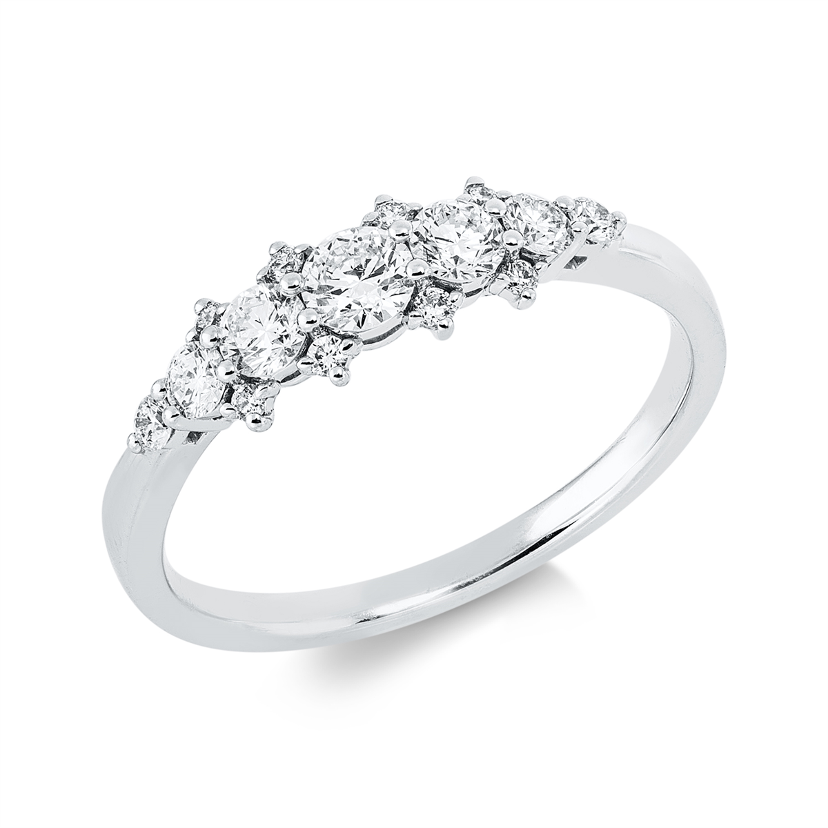 diamond full cut modern woman ring in white gold