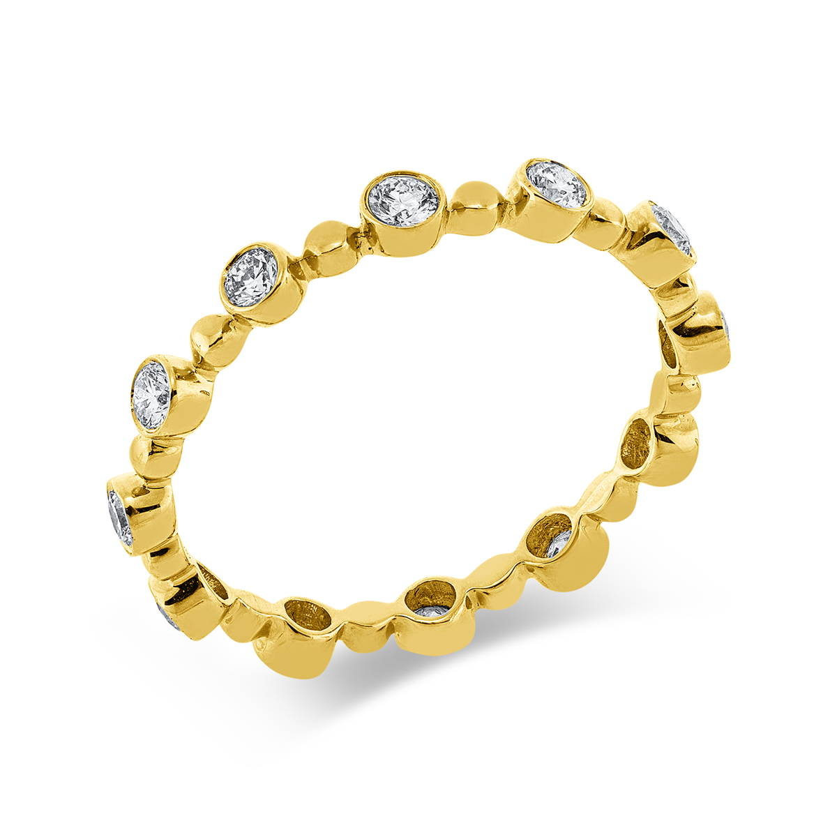 diamond full cut modern woman ring in yellow gold