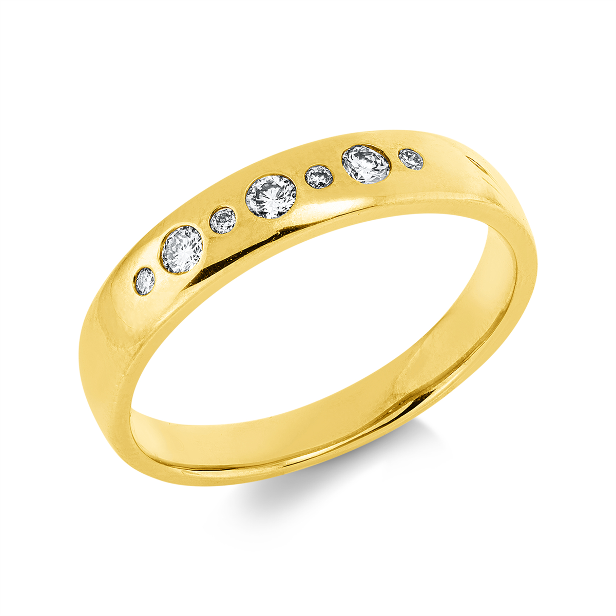 diamond full cut modern woman ring in yellow gold