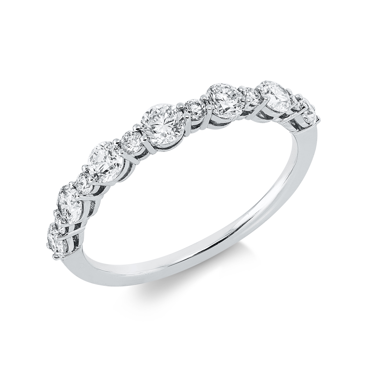 diamond full cut modern woman ring in white gold
