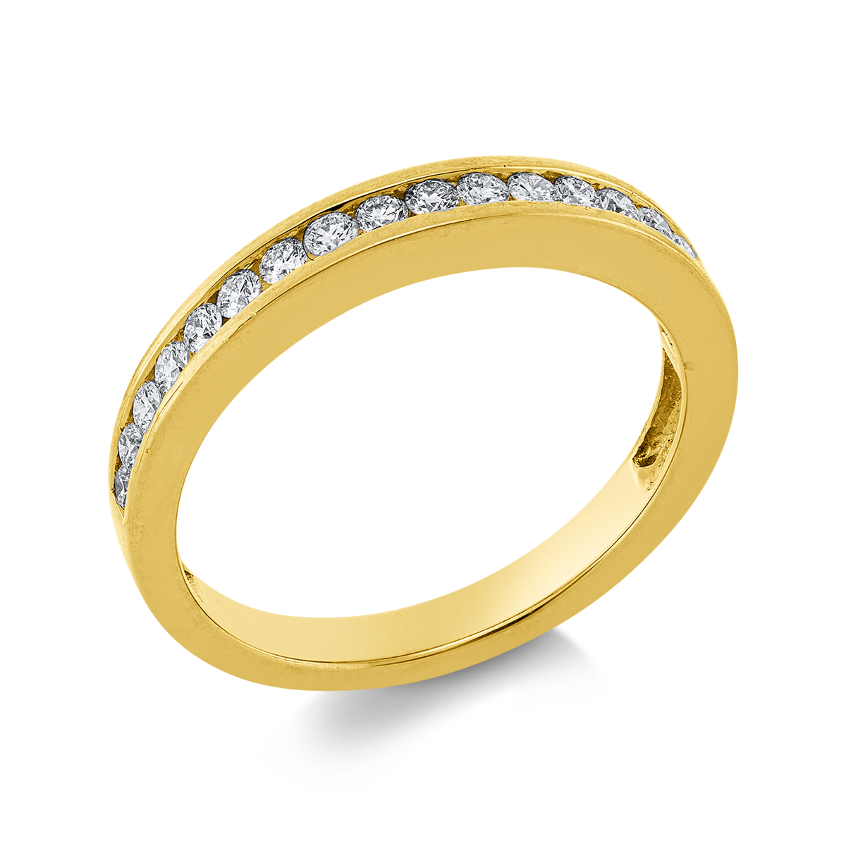 diamond full cut eternity half ring in yellow gold