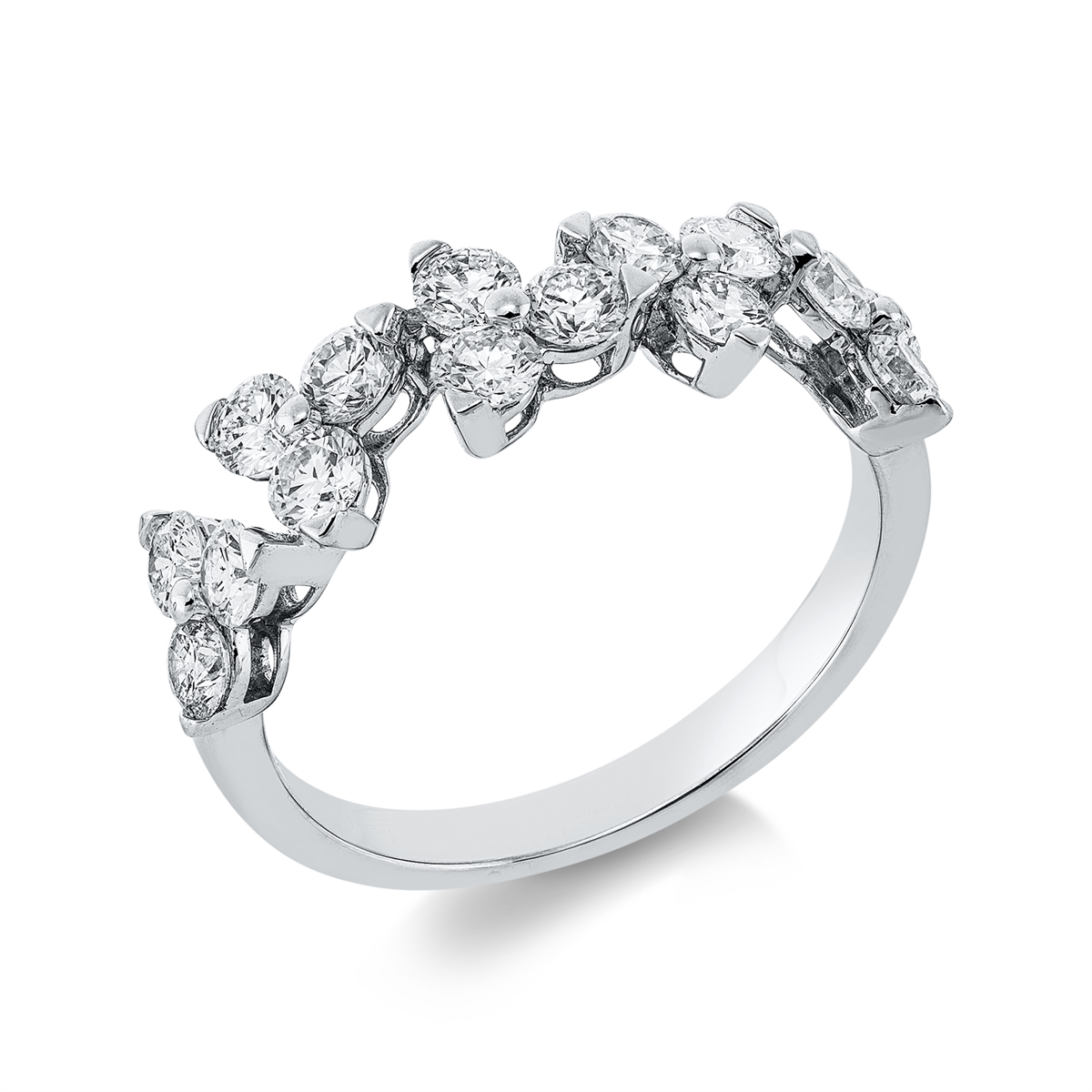 diamond full cut modern woman ring in white gold