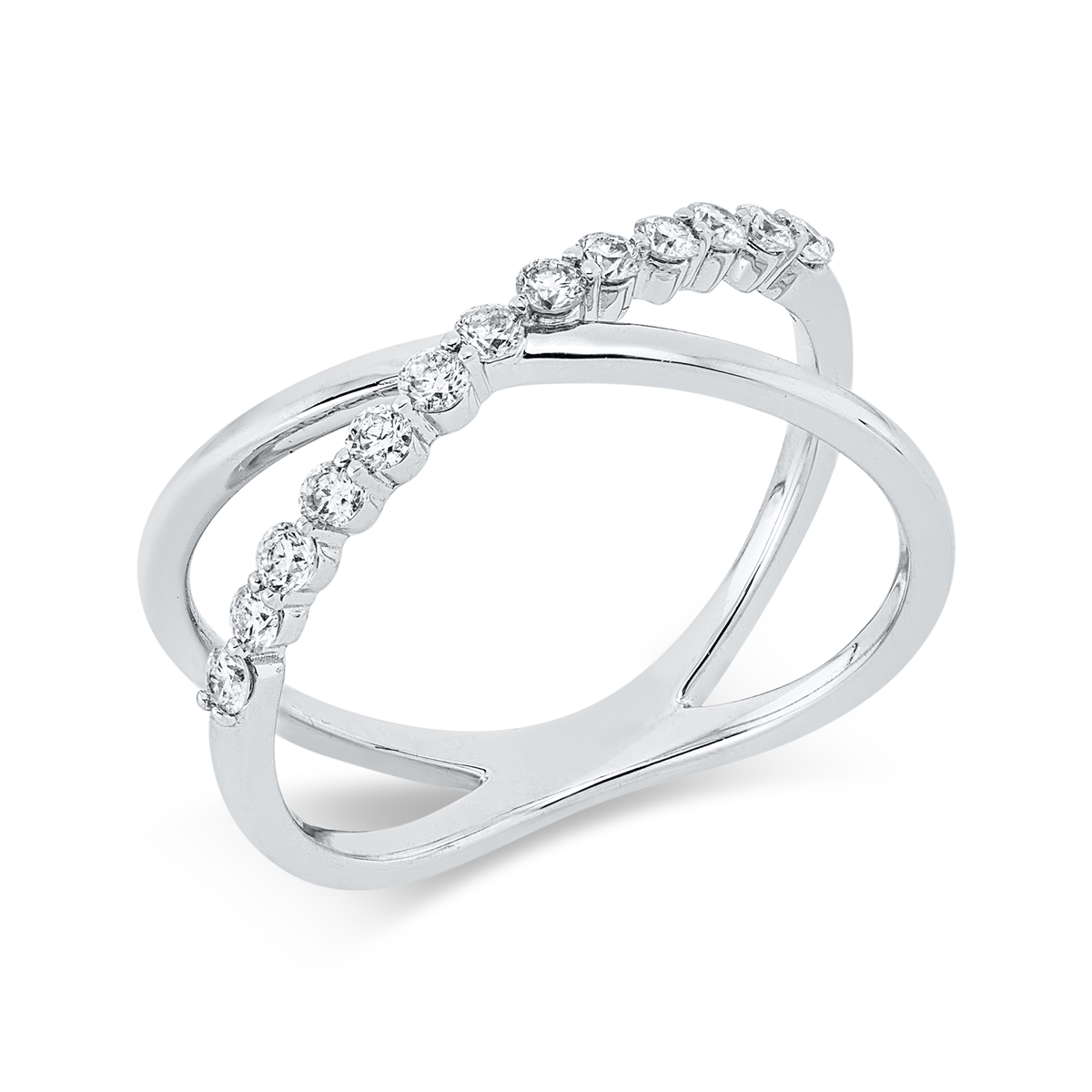 diamond full cut modern woman ring in white gold