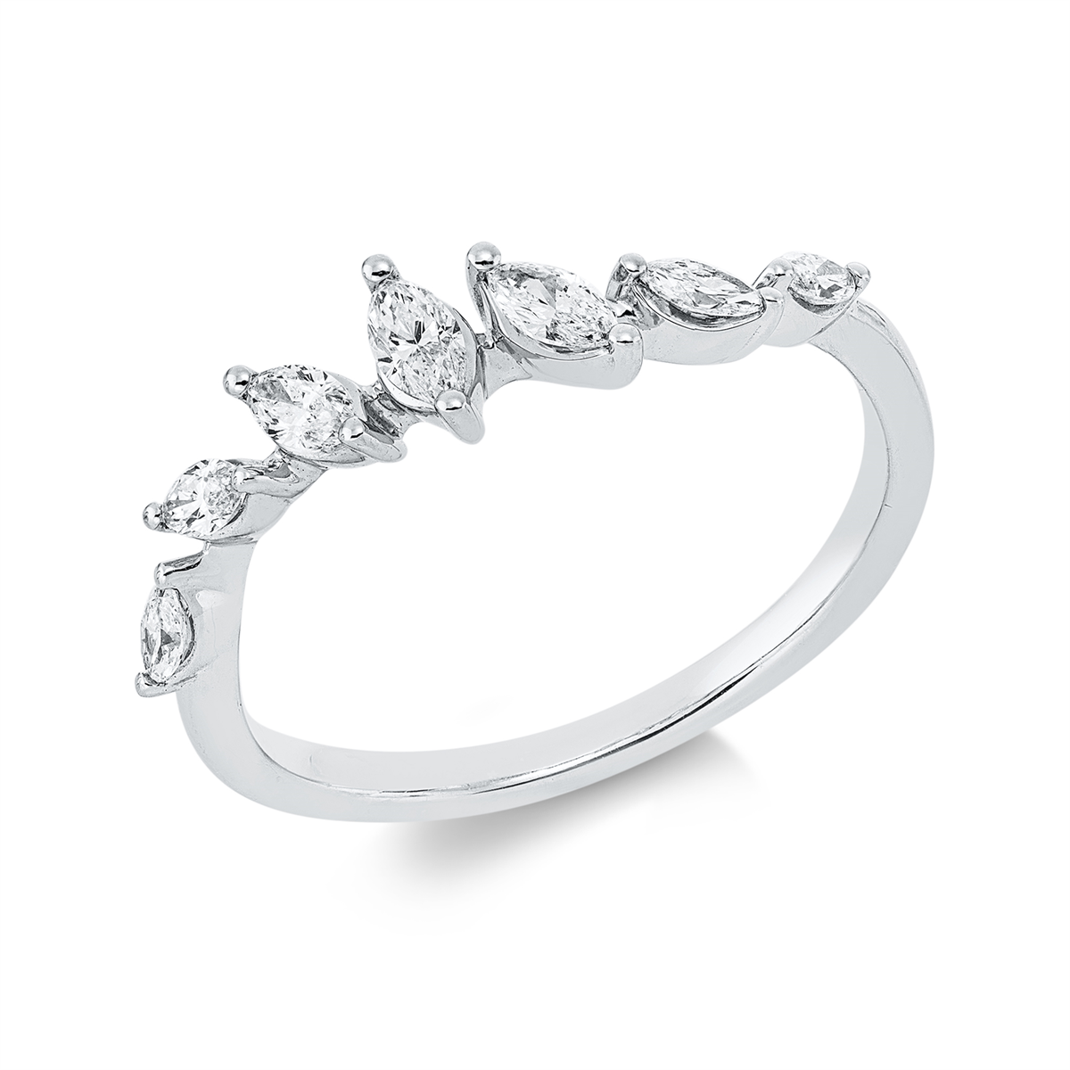 marquise modern woman ring in white gold