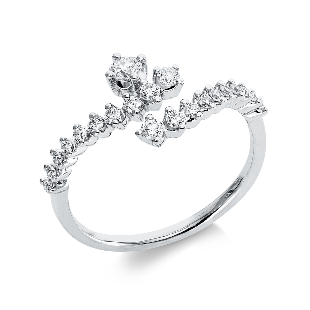 diamond full cut modern woman ring in white gold