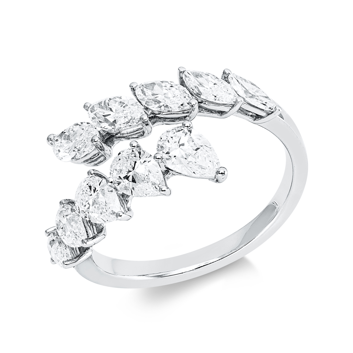 pear shape exclusive ring in white gold