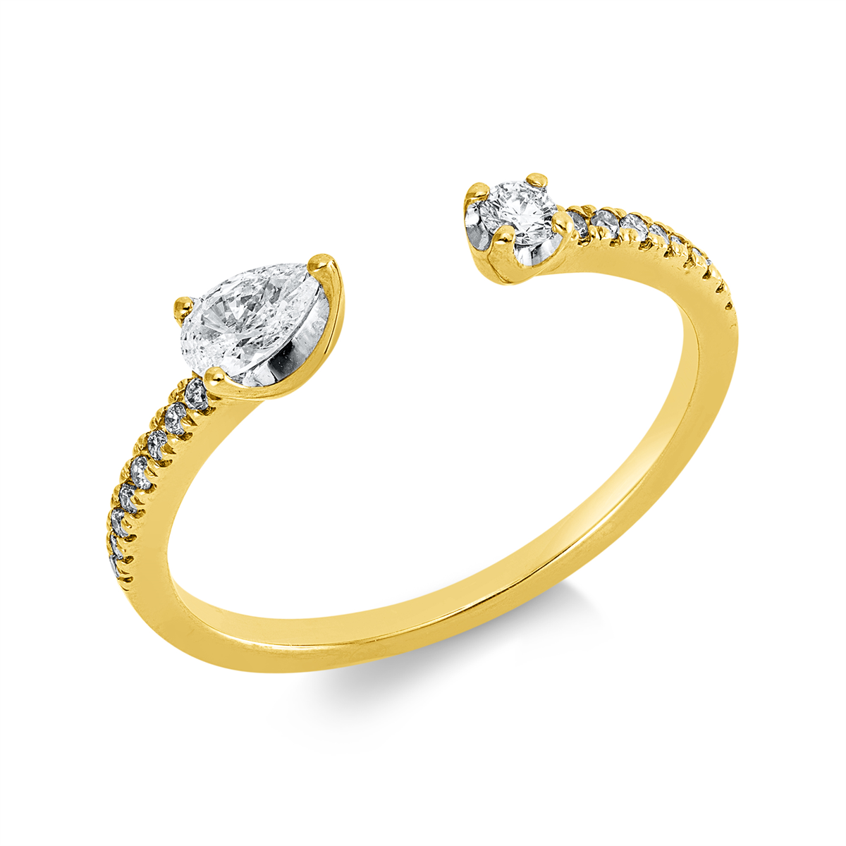 pear shape modern woman ring in yellow gold / white gold