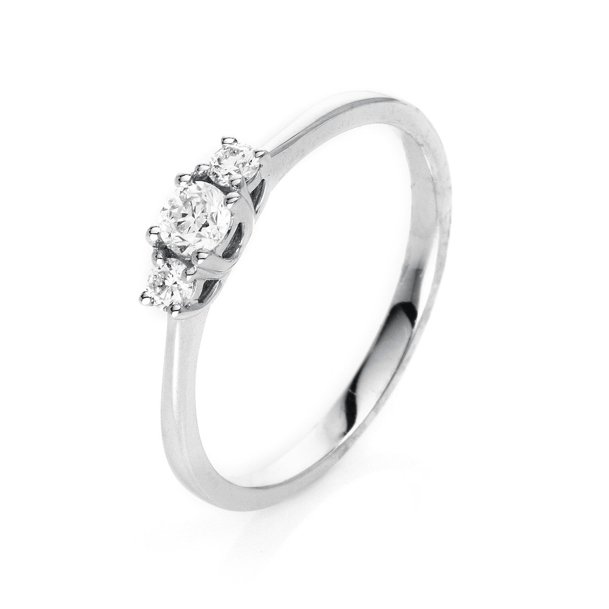 diamond full cut solitaire with accent stones ring in white gold